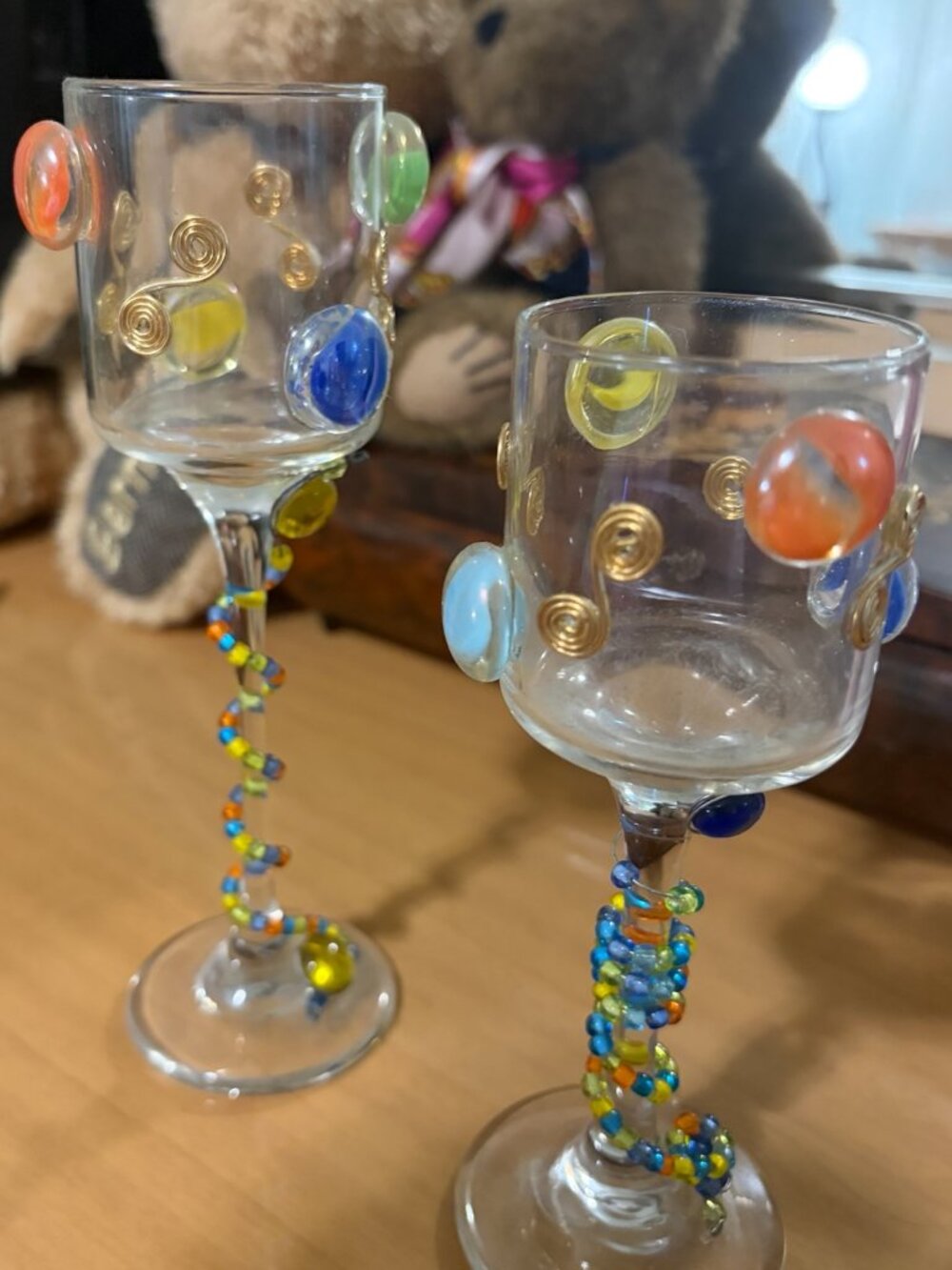 WINE OR APERTIF GLASSES WITH COLORFUL DESIGNS